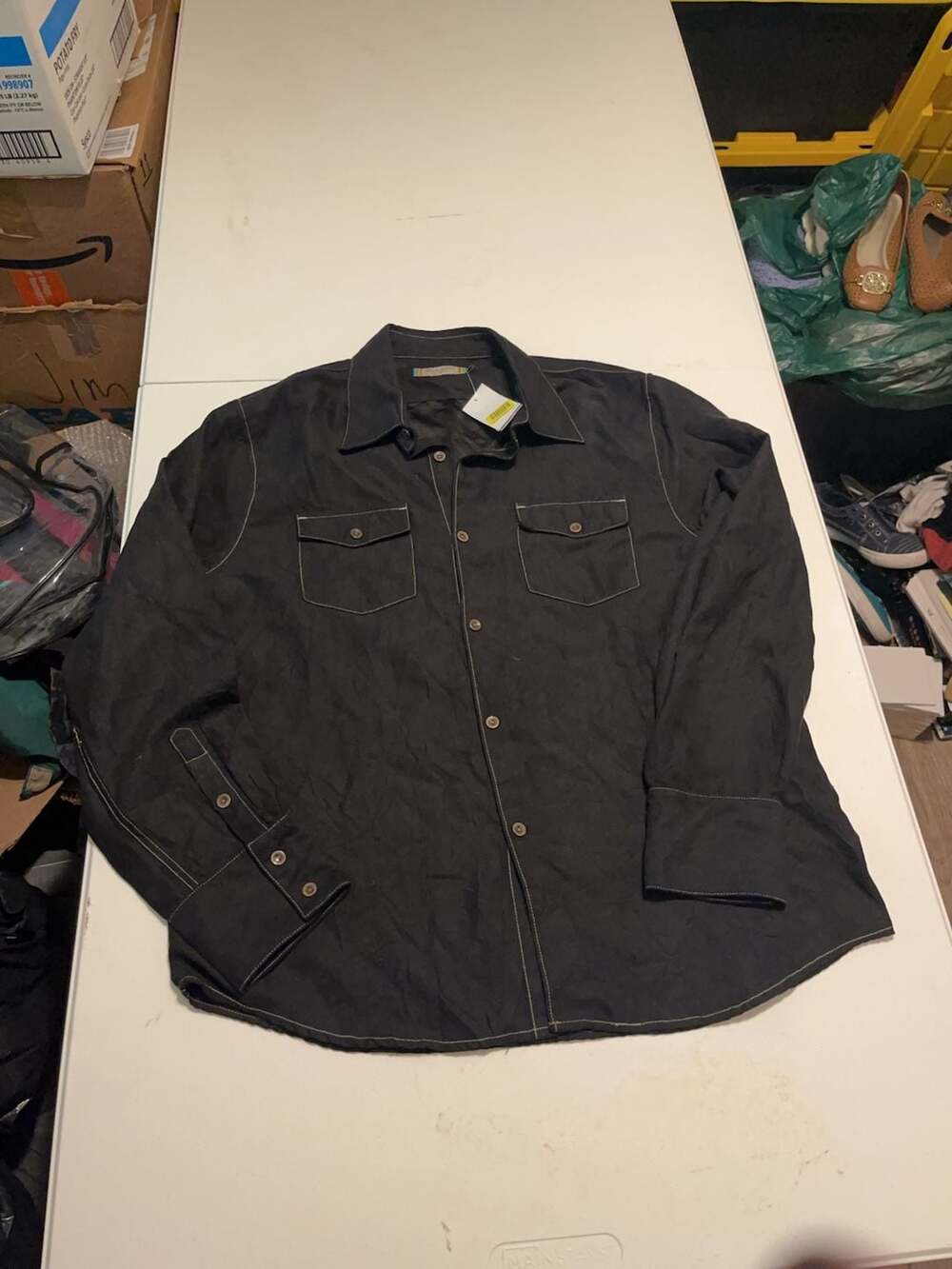 True Grit Dry Goods Mens Contrast Stitch Solano Long Sleeve Shirt XL